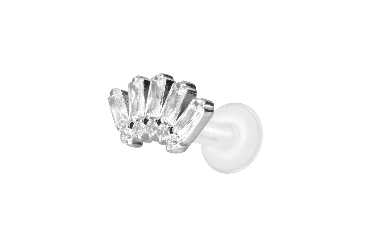 PTFE Labret Piercing mit Innengewinde + Titan-Aufsatz 10 EINGEFASSTE KRISTALLE